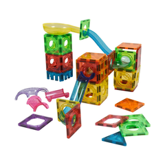STEM Bright Magnetic Building Tiles Set, 128 Pc. & Slides