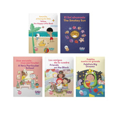 Everyday Bilingual Adventures – 5 Softcover Books + 5 Activity Packs + Stickers