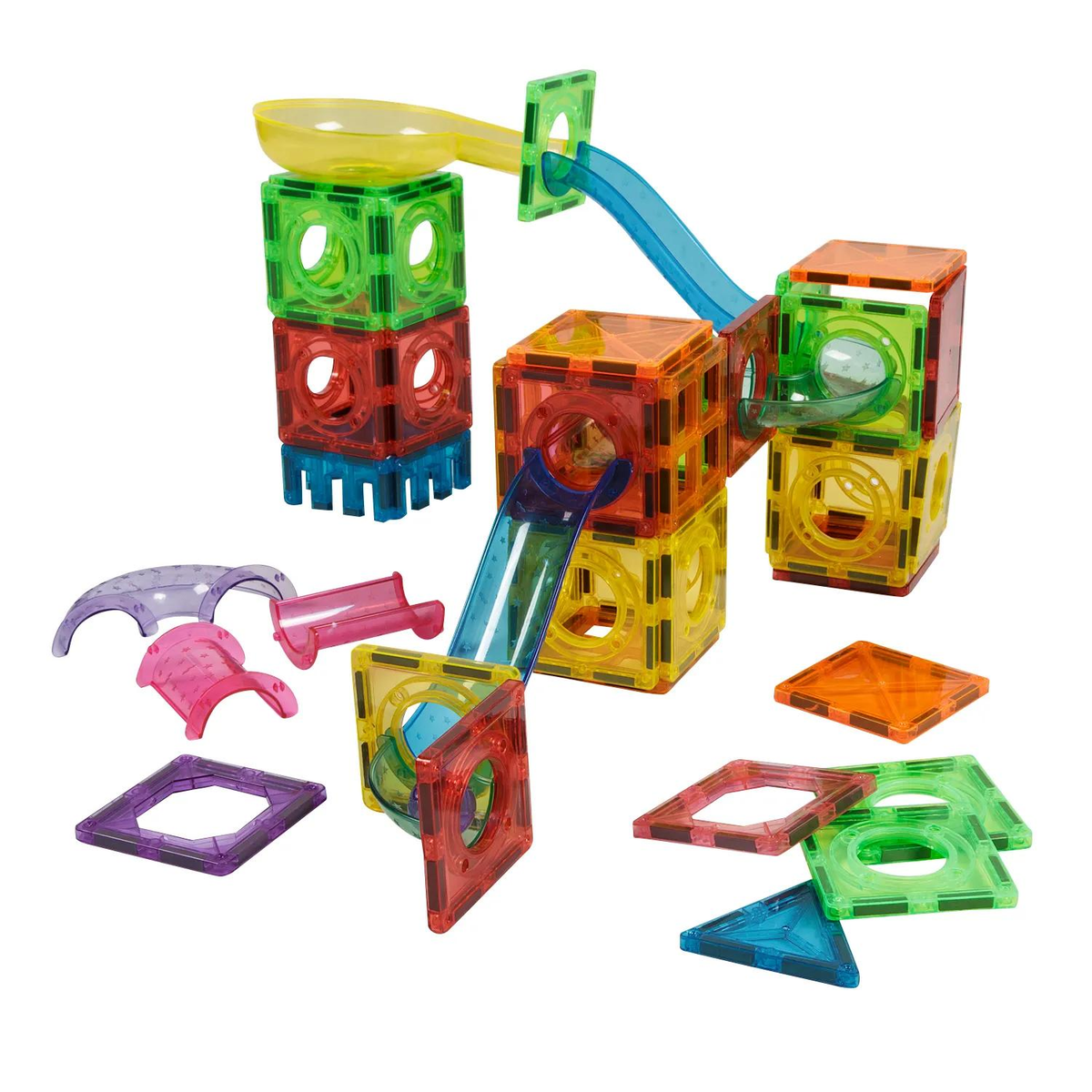 STEM Bright Magnetic Building Tiles Set, 128 Pc. & Slides