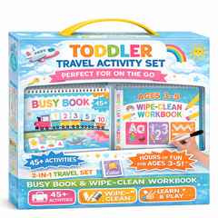Toddler Travel Activity Set | Screen Free Kids Busy Book Airplane Car | Learning Toys 3-5 Year Old