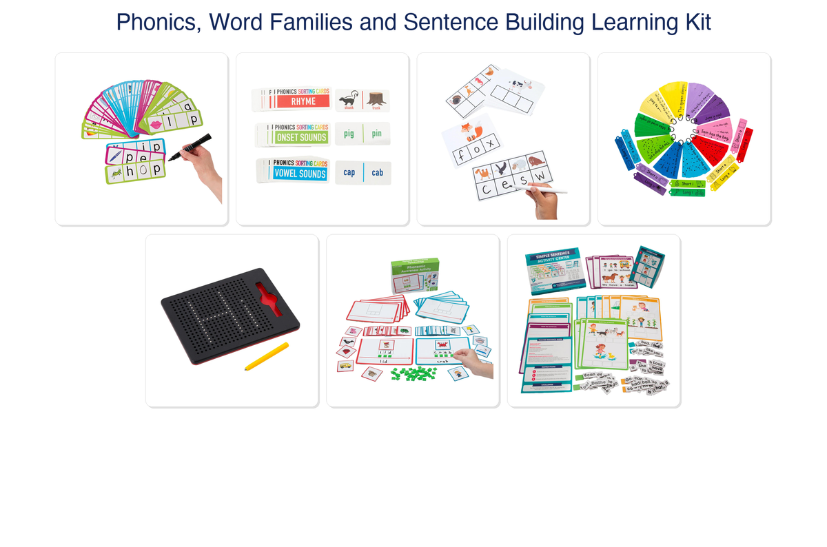 Phonics, Word Families and Sentence Building Learning Kit